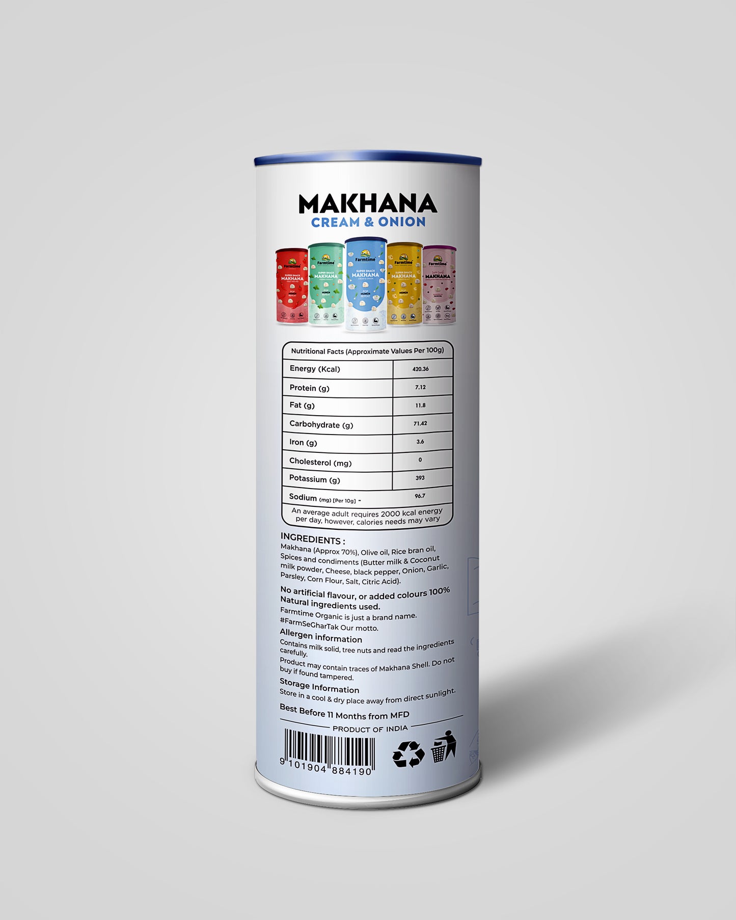 Cream & Onion Makhana – 100g Jar