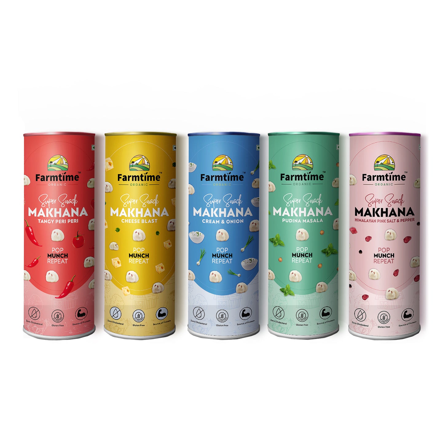 Pudina Masala + Tangy Peri Peri + Cheese Blast + Cream & Onion + Himalayan Pink Salt Combo of 5
