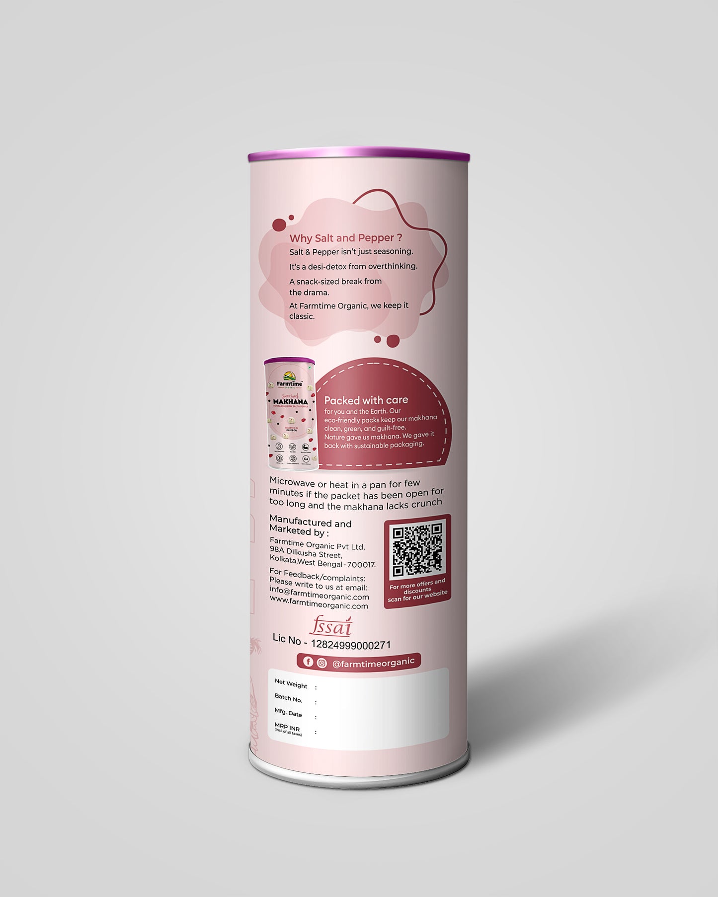 Himalayan Pink Salt & Pepper Makhana – 100g Jar